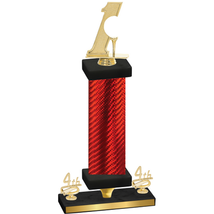 Premium Single Red Carbon Fiber Fourth Place Golf Trophy