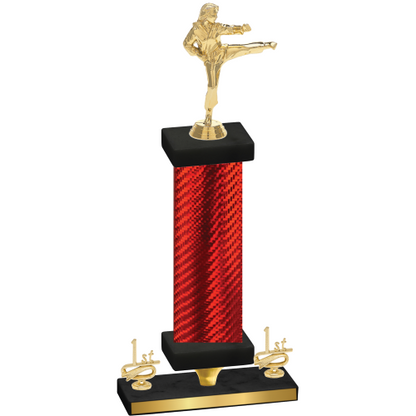 Premium Single Red Carbon Fiber First Place Karate Trophy