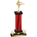 Premium Single Red Carbon Fiber Fourth Place Karate Trophy
