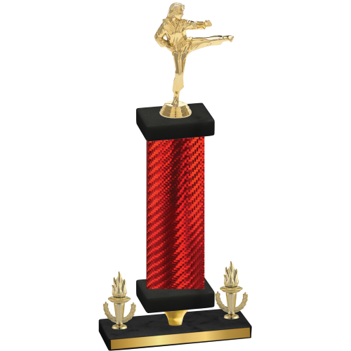 Premium Single Red Carbon Fiber Victory Karate Trophy