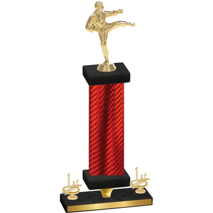 Premium Single Red Carbon Fiber First Place Karate Trophy