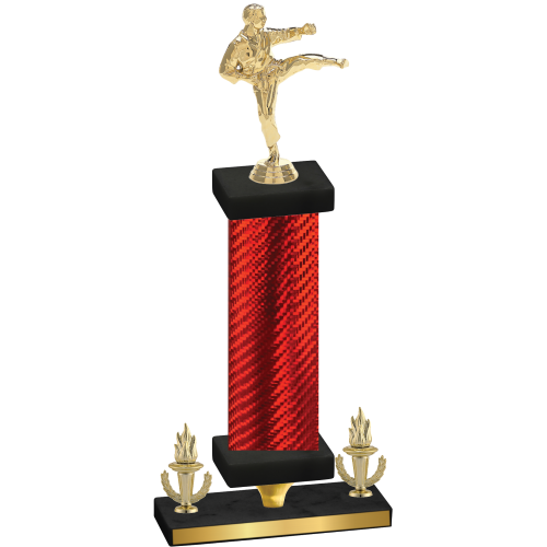 Premium Single Red Carbon Fiber Victory Karate Trophy