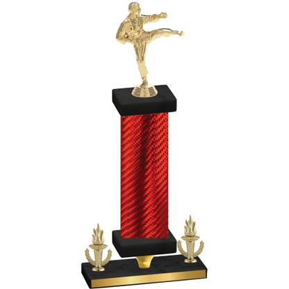 Premium Single Red Carbon Fiber Victory Karate Trophy