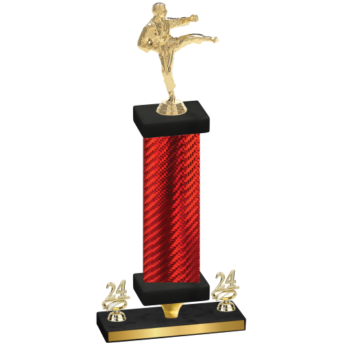 Premium Single Red Carbon Fiber Year Karate Trophy