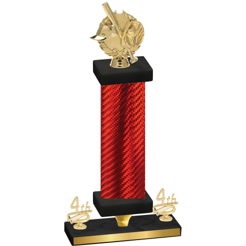 Premium Single Red Carbon Fiber Fourth Place Baseball Trophy