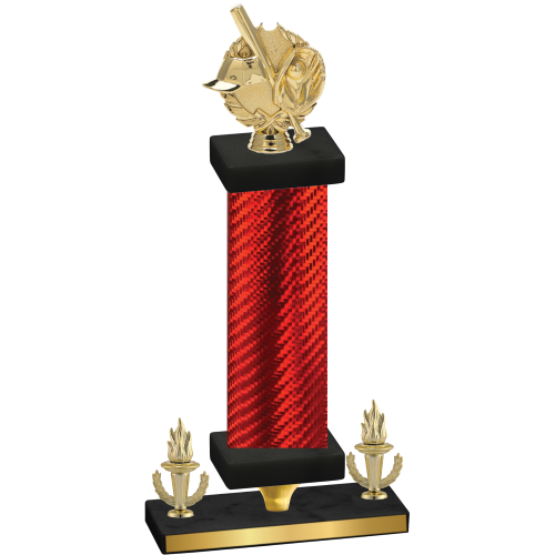 Premium Single Red Carbon Fiber Victory Baseball Trophy