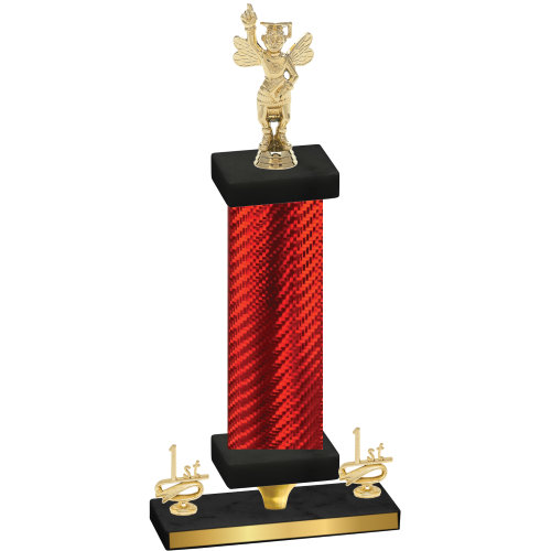 Premium Single Red Carbon Fiber First Place Academics Trophy