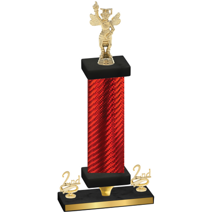 Premium Single Red Carbon Fiber Second Place Academics Trophy