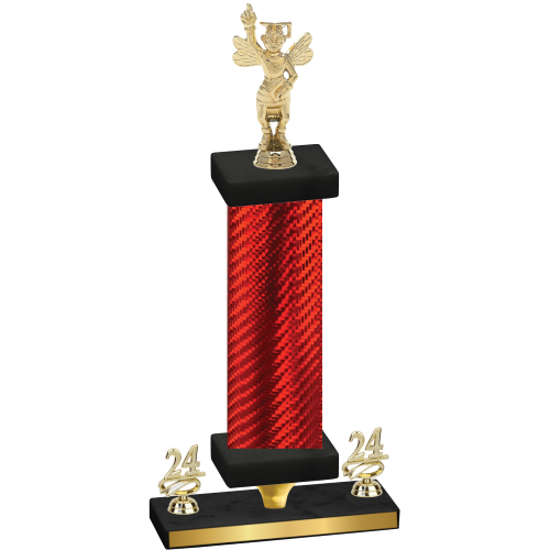 Premium Single Red Carbon Fiber Year Academics Trophy