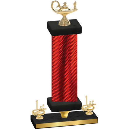 Premium Single Red Carbon Fiber First Place Academics Trophy