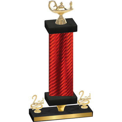 Premium Single Red Carbon Fiber Second Place Academics Trophy