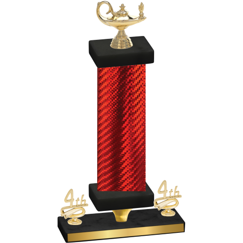 Premium Single Red Carbon Fiber Fourth Place Academics Trophy