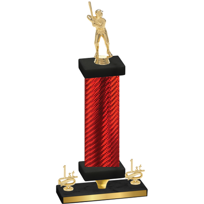 Premium Single Red Carbon Fiber First Place Baseball Trophy