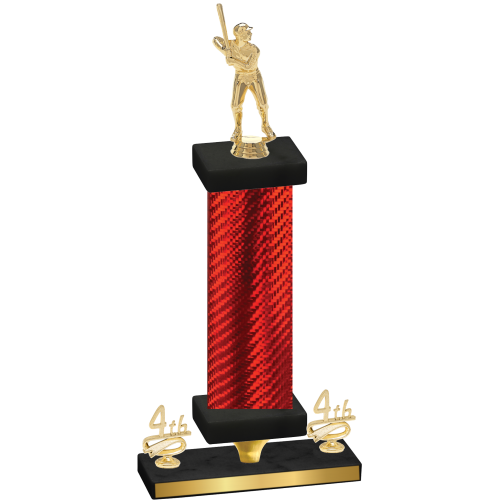 Premium Single Red Carbon Fiber Fourth Place Baseball Trophy