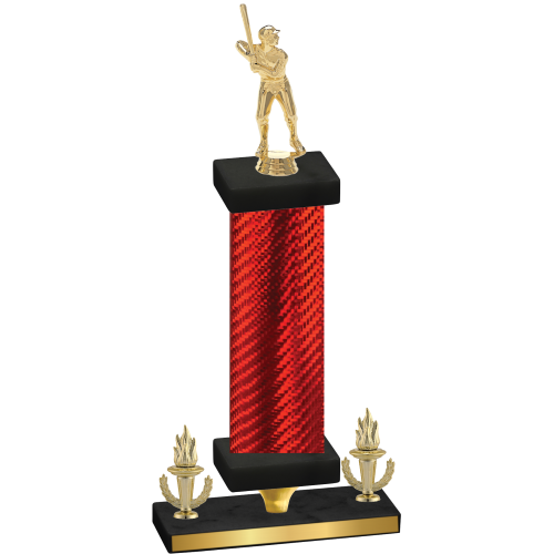 Premium Single Red Carbon Fiber Victory Baseball Trophy