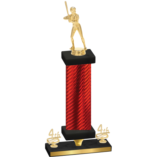 Premium Single Red Carbon Fiber Fourth Place Softball Trophy