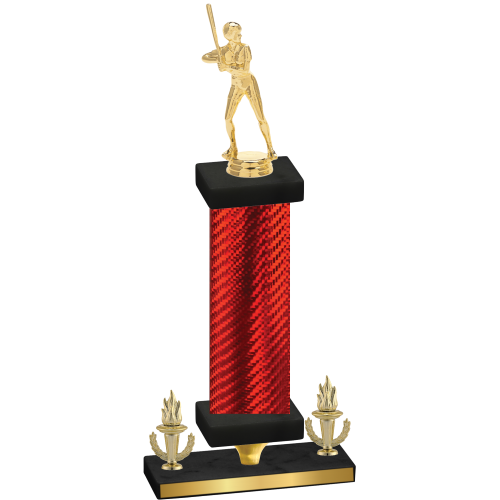 Premium Single Red Carbon Fiber Victory Softball Trophy