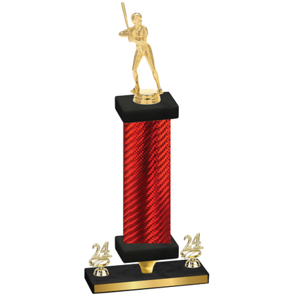 Premium Single Red Carbon Fiber Year Softball Trophy