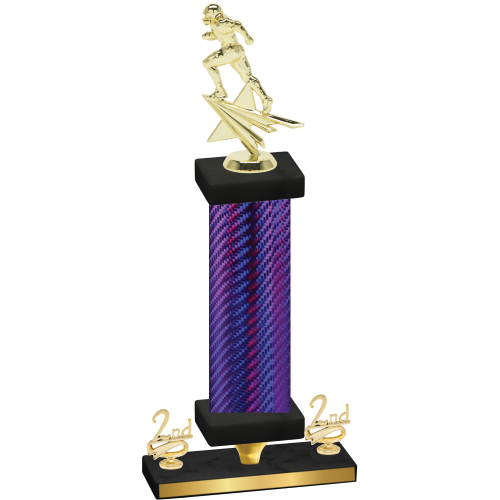 Premium Single Purple Carbon Fiber Second Place Football Trophy