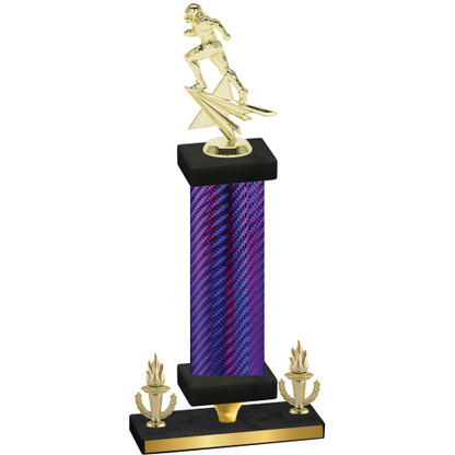 Premium Single Purple Carbon Fiber Victory Football Trophy