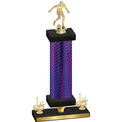 Premium Single Purple Carbon Fiber First Place Soccer Trophy