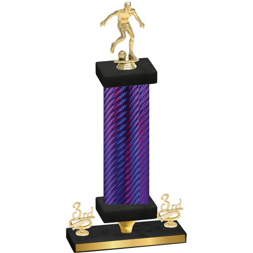 Premium Single Purple Carbon Fiber Third Place Soccer Trophy