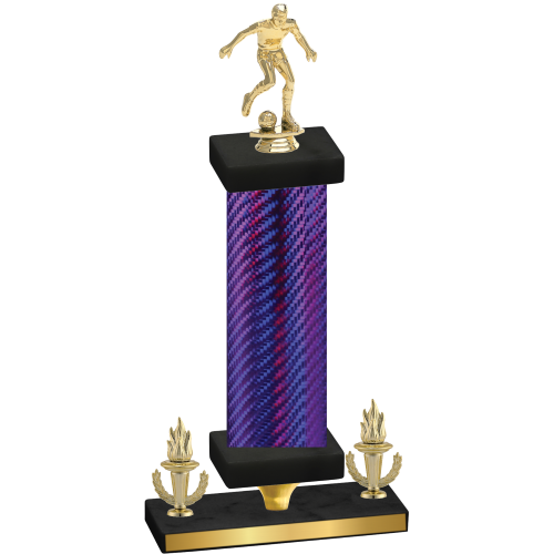 Premium Single Purple Carbon Fiber Victory Soccer Trophy