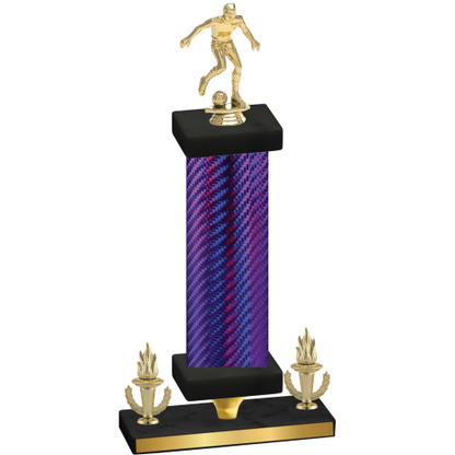 Premium Single Purple Carbon Fiber Victory Soccer Trophy