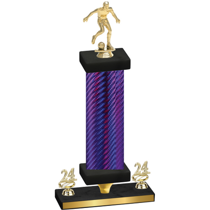 Premium Single Purple Carbon Fiber Year Soccer Trophy