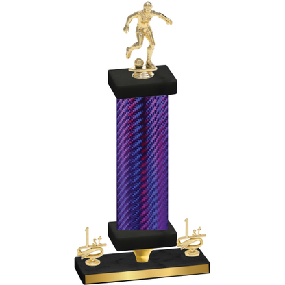 Premium Single Purple Carbon Fiber First Place Soccer Trophy