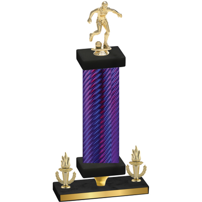 Premium Single Purple Carbon Fiber Victory Soccer Trophy