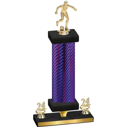 Premium Single Purple Carbon Fiber Year Soccer Trophy