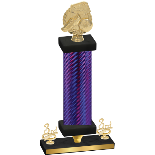 Premium Single Purple Carbon Fiber Third Place Soccer Trophy