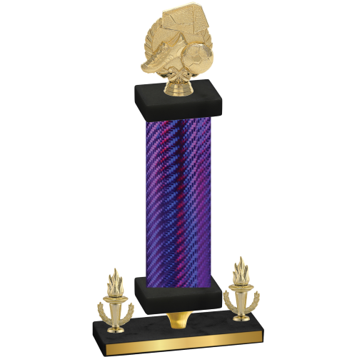 Premium Single Purple Carbon Fiber Victory Soccer Trophy