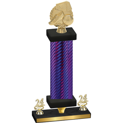 Premium Single Purple Carbon Fiber Year Soccer Trophy