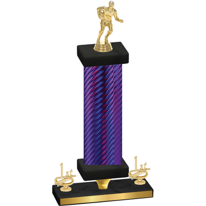 Premium Single Purple Carbon Fiber First Place Rugby Trophy