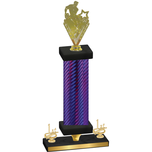 Premium Single Purple Carbon Fiber First Place Rugby Trophy