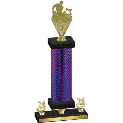 Premium Single Purple Carbon Fiber Year Rugby Trophy