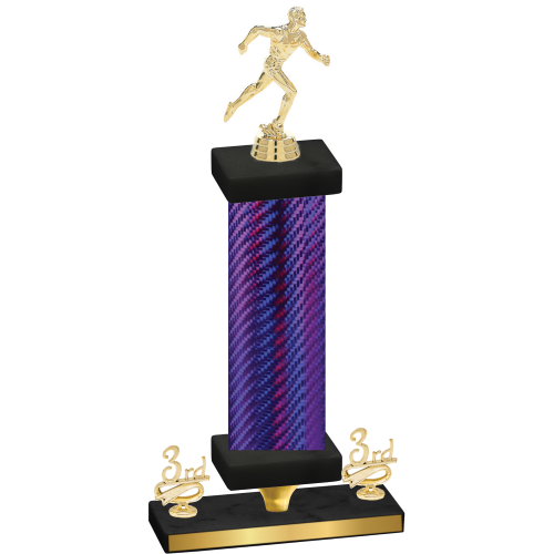 Premium Single Purple Carbon Fiber Third Place Running Trophy
