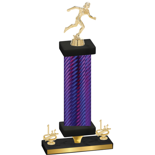 Premium Single Purple Carbon Fiber First Place Running Trophy