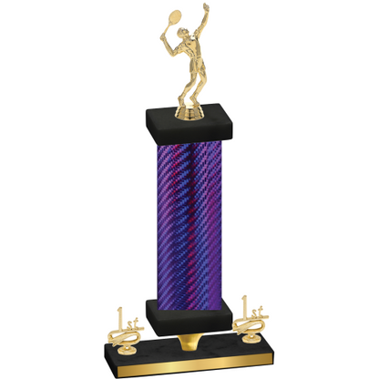 Premium Single Purple Carbon Fiber First Place Tennis Trophy