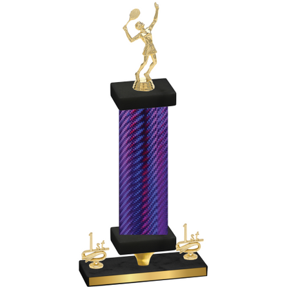 Premium Single Purple Carbon Fiber First Place Tennis Trophy