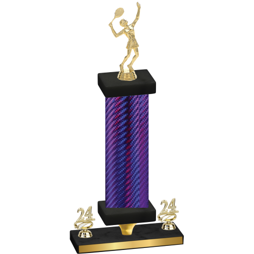 Premium Single Purple Carbon Fiber Year Tennis Trophy