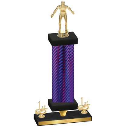 Premium Single Purple Carbon Fiber First Place Wrestling Trophy