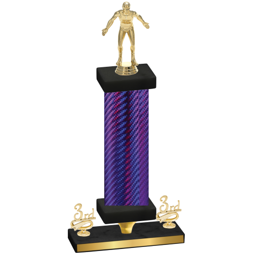 Premium Single Purple Carbon Fiber Third Place Wrestling Trophy