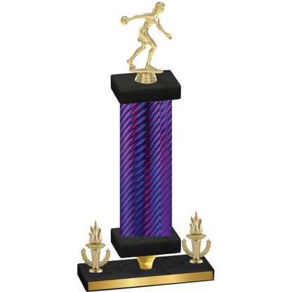 Premium Single Purple Carbon Fiber Victory Bowling Trophy