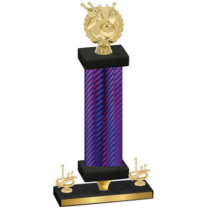 Premium Single Purple Carbon Fiber First Place Bowling Trophy