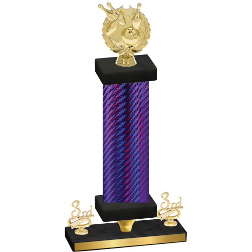 Premium Single Purple Carbon Fiber Third Place Bowling Trophy