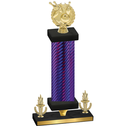 Premium Single Purple Carbon Fiber Victory Bowling Trophy