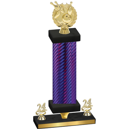 Premium Single Purple Carbon Fiber Year Bowling Trophy